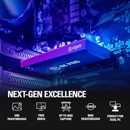 elgato بطاقة التقاط داخلية Elgato 4K Pro: تمرير 8K60/4K60 HDR10 مع زمن انتقال منخفض للغاية على PS5 و Xbox Series X/S و OBS والمزيد، للبث والتسجيل، لأجهزة الكمبيوتر التي تعمل بنظام Windows وإعدادات الكمبيوتر المزدوج (مجددة) - Image 2