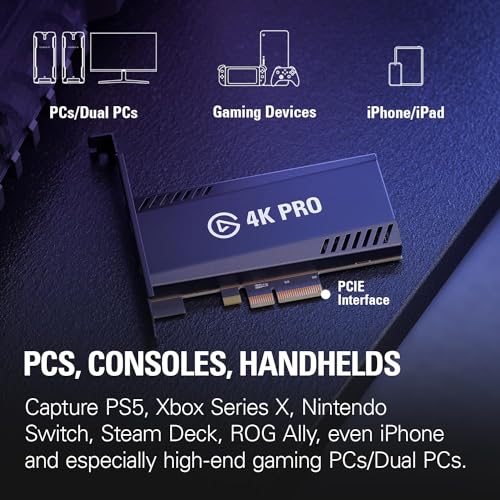 elgato بطاقة التقاط داخلية Elgato 4K Pro: تمرير 8K60/4K60 HDR10 مع زمن انتقال منخفض للغاية على PS5 و Xbox Series X/S و OBS والمزيد، للبث والتسجيل، لأجهزة الكمبيوتر التي تعمل بنظام Windows وإعدادات الكمبيوتر المزدوج (مجددة) - Image 4