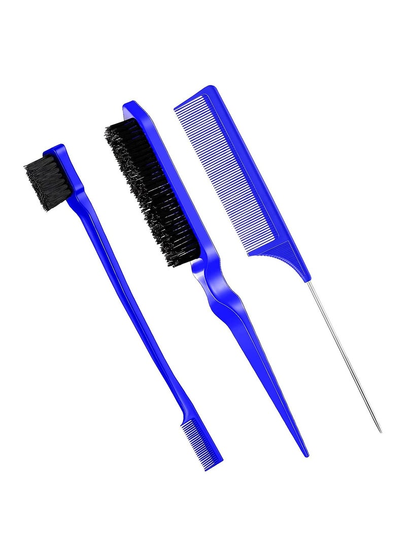 ORiTi 3 Pcs Teasing Brush Set Edge Brush and Comb Bristle Hair Brush Teasing Comb Grooming Combs Sturdy Rat Tail Comb for Women  Hair  - Image 1