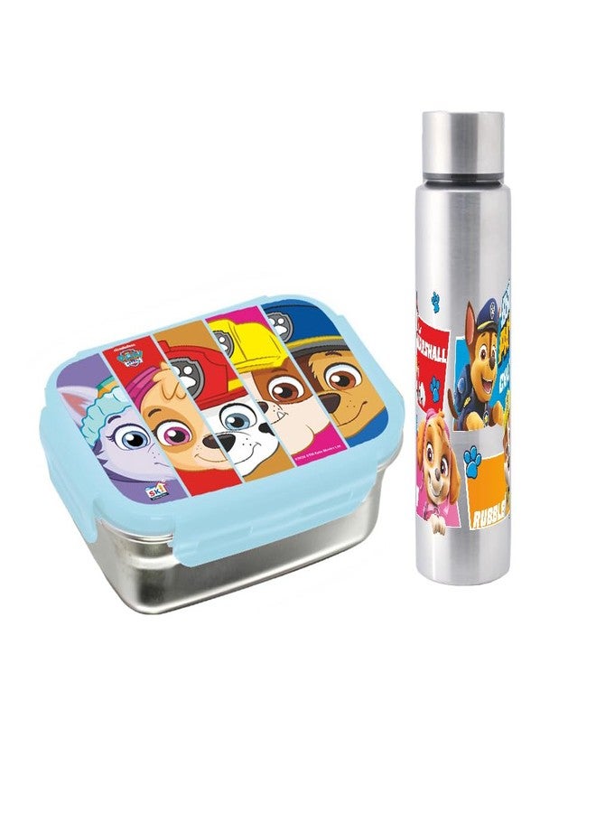 SKi Homeware Steel Lunch Box (600 ML) & Steel Slim Bottle (400 ML) Combo/Gift Set- PAW Patrol - Image 1