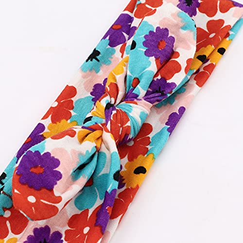 DRESHOW Boho Bow Headbands for Women Vintage Flower Printed Yoga Hairband Elastic Rabbit Ear Head Wrap 6 Pack - Image 4