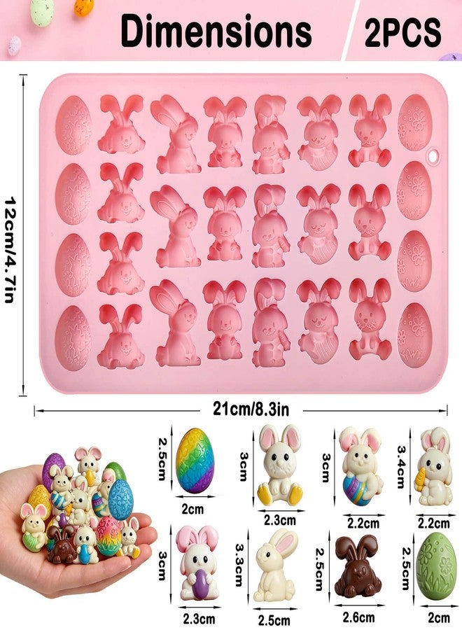 Wavlakth 2-Pack Easter Bunny Silicone Molds, Bunny Egg Silicone Chocolate Candy Baking Molds for Spring Easter Party Favors & Craft Gifts DIY Chocolate Candy Gummy Jelly Ice Tray Fondant Resin Soap Cake Decor - Image 2