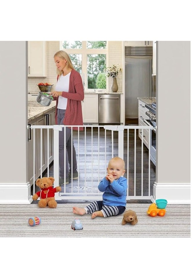 Generic Auto Close Safety Baby Gate, Extra Wide Child Fence Gate 75-84cm + 30cm Extension Kit Maximum Suitable For 114cm, Baby Fence Barrier Dog Gate Baby Gates for Stairs and Doorways, Easy Install (Gate + 30cm Extension Kit)  - Image 1
