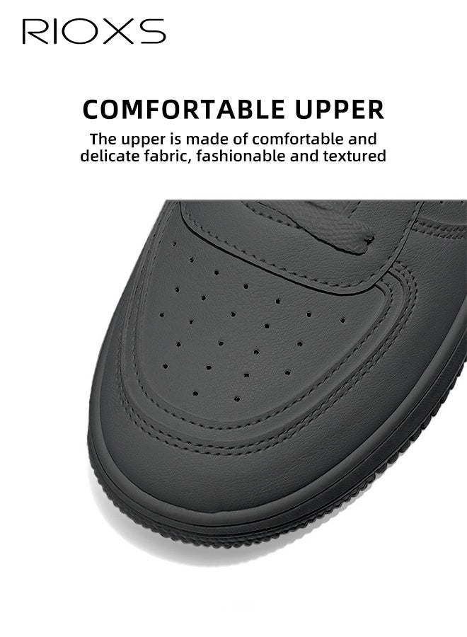 ريوكس حذاء رياضي كلاسيكي أسود للنساء، حذاء رياضي غير رسمي من الجلد، حذاء مريح ومسامي للمشي، حذاء رياضي خفيف الوزن منخفض الرقبة للنساء، حذاء ترفيهي متعدد الاستخدامات، حذاء تنس للتسوق والعمل والسفر والارتداء اليومي - Image 3