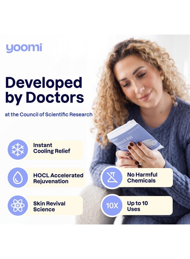 Yoomi Breast Aid™ Soothing Cryogel Pads for Sore Cracked Nipples with HOCl, 10x Multiuse, Advanced Cooling Tech for Instant Relief & Repair, Rapid Hydration for Lasting Comfort for Breast Feeding Moms - Image 2