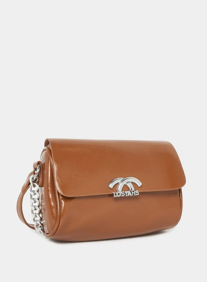 Styli Metal Flap Accent Shoulder Bag
