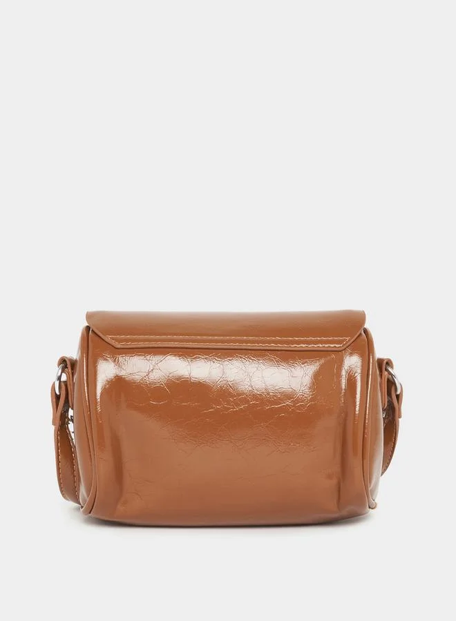 Styli Metal Flap Accent Shoulder Bag