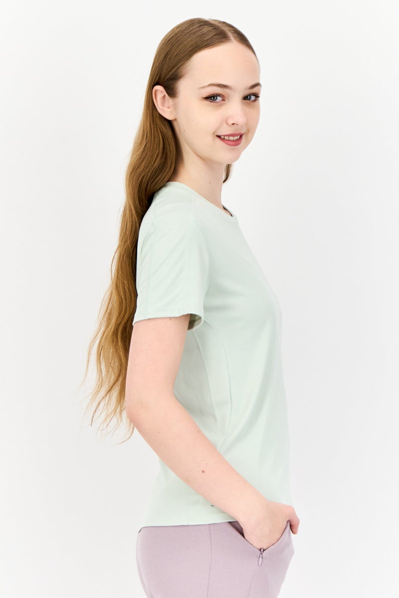 Adidas Women Sportswear Fit Short Sleeve Running Top, Light Green  - Image 2