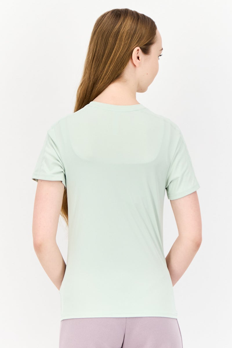 Adidas Women Sportswear Fit Short Sleeve Running Top, Light Green  - Image 3