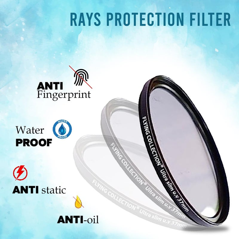 FLYING COLLECTION Camera Lens UV Rays Protection Filter 37 MM -Ultra Slim UV Filter Ring Aluminum Frame,HD/Waterproof Resistant, DSLR Camera Lens, Dust Scratches (37 MM) - Image 4