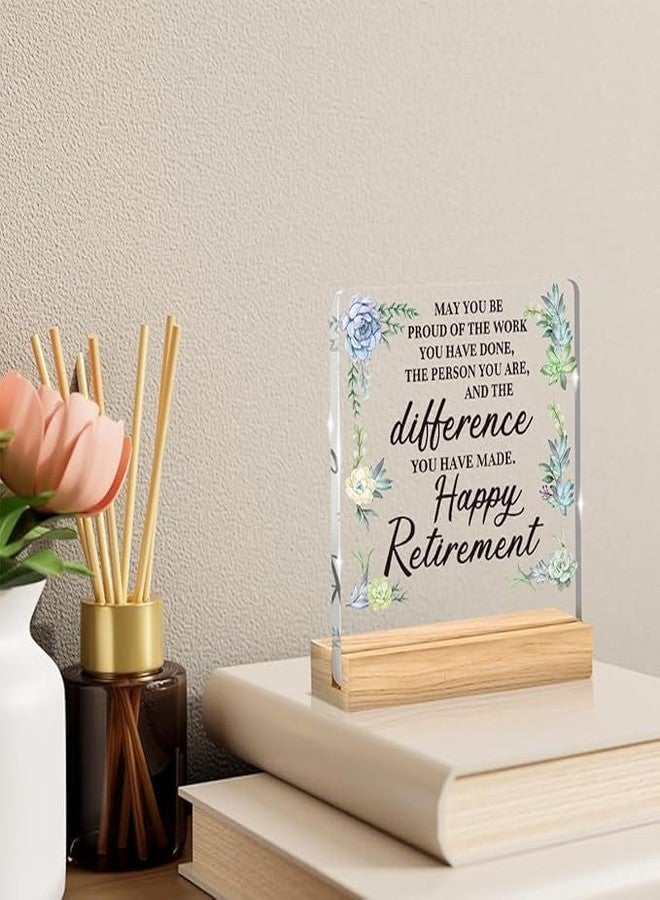Bs amor Happy Retirement Gifts,Retirement Gifts for Boss Teacher Colleagues Leader,May You Be Proud of the Work Acrylic Desk Plaque for Home Office Shelf Table Decor 5x4 inches - Image 2