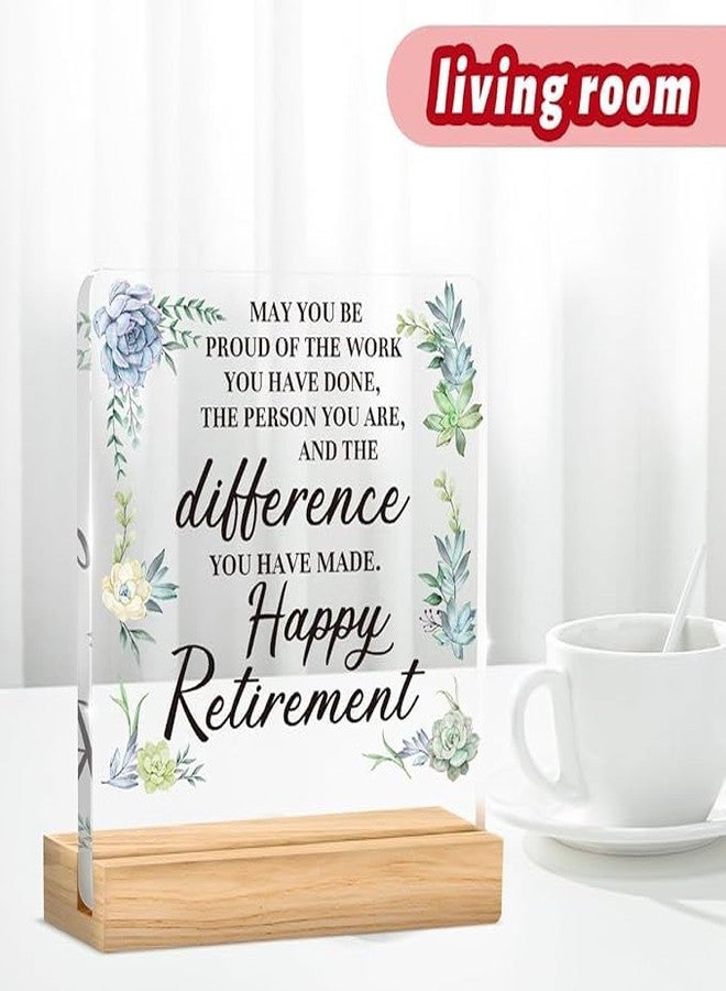 Bs amor Happy Retirement Gifts,Retirement Gifts for Boss Teacher Colleagues Leader,May You Be Proud of the Work Acrylic Desk Plaque for Home Office Shelf Table Decor 5x4 inches - Image 3