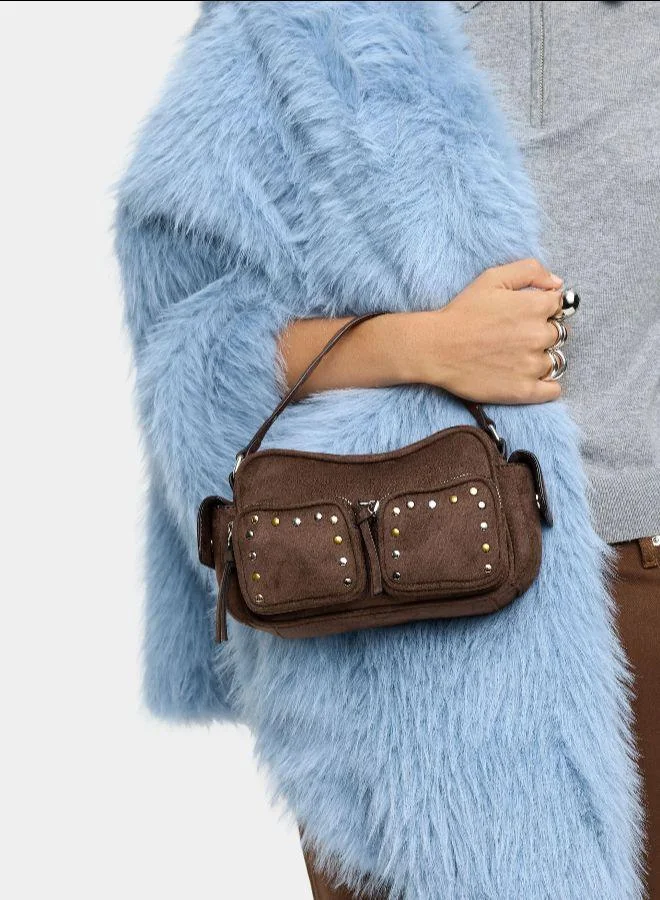 بارفوا حقيبة يد بتأثير الجلد مع مسامير