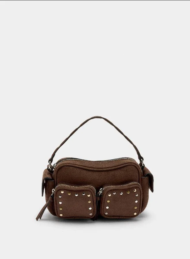 بارفوا حقيبة يد بتأثير الجلد مع مسامير