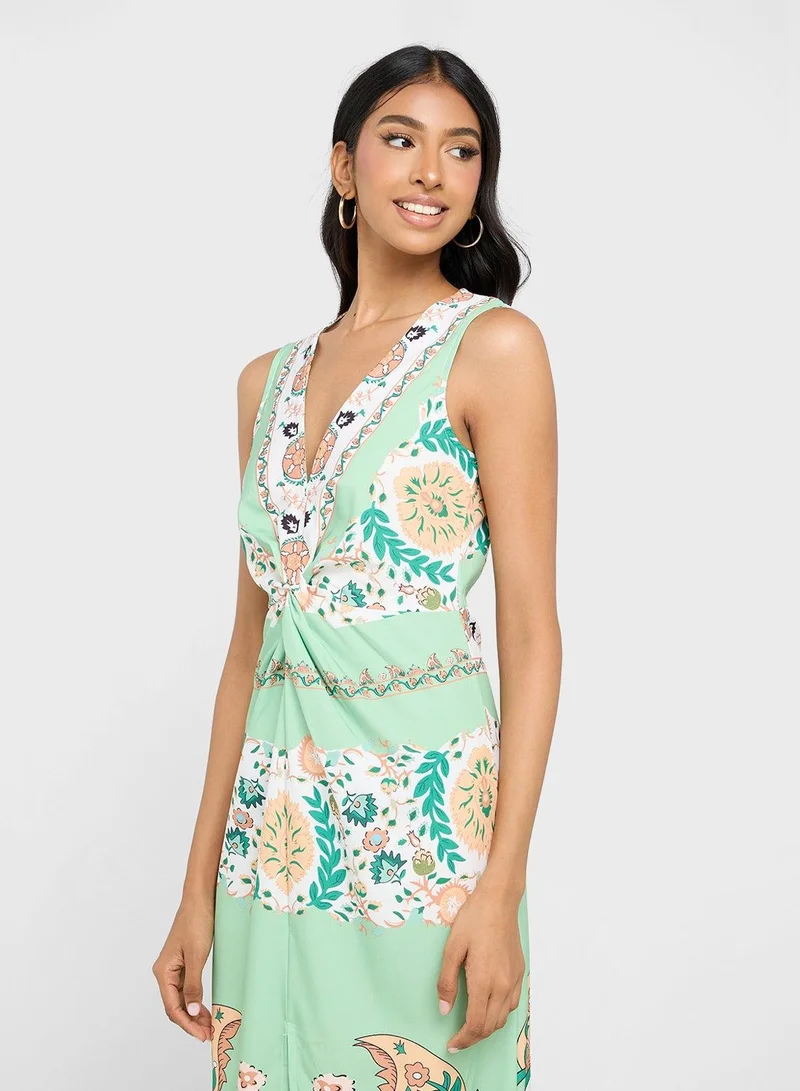 Ginger  Halter Neck Floral Printed Dress for Women | Best Price UAE
