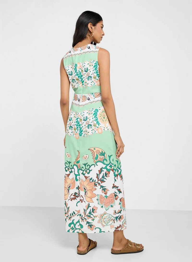 Ginger  Halter Neck Floral Printed Dress for Women | Best Price UAE