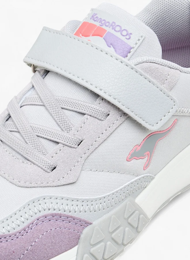 kangaROOS Girls' Colourblock Sports Shoes with Hook and Loop Closure