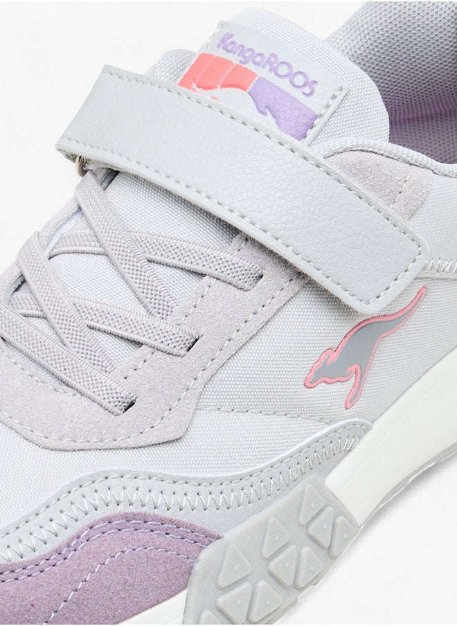 kangaROOS Girls' Colourblock Sports Shoes with Hook and Loop Closure  - Image 4