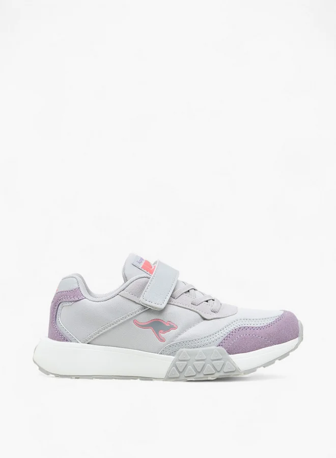 kangaROOS Girls' Colourblock Sports Shoes with Hook and Loop Closure