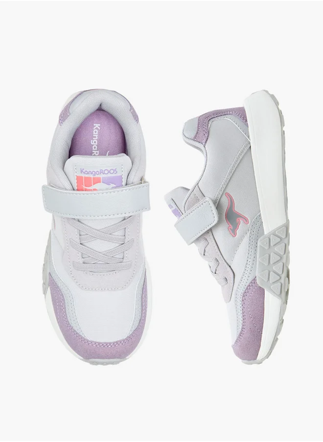 kangaROOS Girls' Colourblock Sports Shoes with Hook and Loop Closure