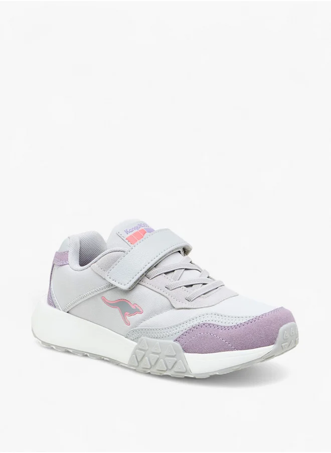 kangaROOS Girls' Colourblock Sports Shoes with Hook and Loop Closure