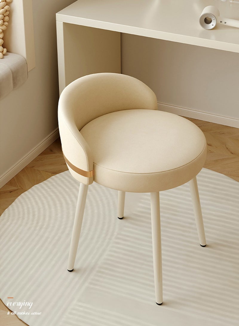 Sharpdo Ins Cream Style Dressing Stool with Backrest, 360° Rotatable 53*38*38CM - Image 1