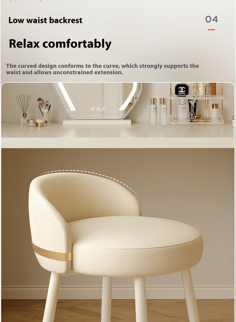 Sharpdo Ins Cream Style Dressing Stool with Backrest, 360° Rotatable 53*38*38CM - Image 2