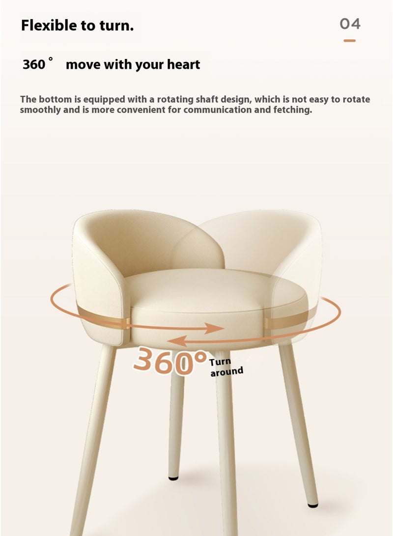 Sharpdo Ins Cream Style Dressing Stool with Backrest, 360° Rotatable 53*38*38CM - Image 4