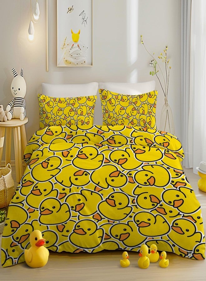 ARIGHTEX Full Duvet Cover Sets Yellow Rubber Duck Pattern Bedding Sets 3 Pieces Cute Bed Set 80x90 inches- Super Soft Duck Comforter Cover for Kids Teens Adults - Image 1