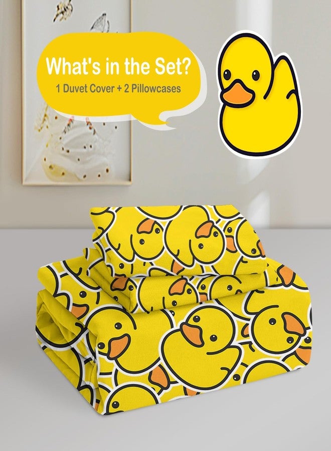ARIGHTEX Full Duvet Cover Sets Yellow Rubber Duck Pattern Bedding Sets 3 Pieces Cute Bed Set 80x90 inches- Super Soft Duck Comforter Cover for Kids Teens Adults - Image 2