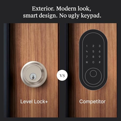 Level Lock+ WiFi Deadbolt Smart Lock - World's Smallest Smart Lock Plus Apple Home Key - Lock/Unlock Anywhere - Level App for iOS & Android - Works with Apple, Alexa, Google (Satin Nickel) - Image 2