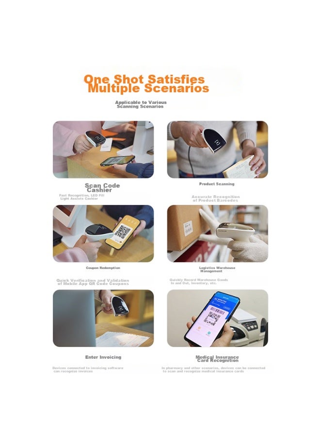 SUNMI Qbao Wired 1d/2d Barcode Scanner, Imaging Restaurant Retail Supermarket Warehouse Logistics Hospital Product Barcode Scanner, Mobile Phone Screen Scanning Payment - Image 4