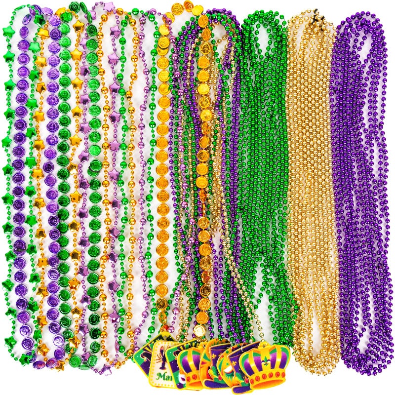 Moon Boat 36PCS Mardi Gras Beads Necklaces Bulk Carnival Accessories for Party Favors Decorations Festival Parades - Image 1