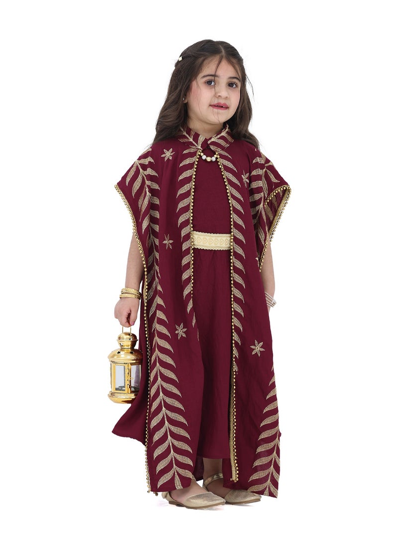 Modern Design My girls' jalabiya with an elegant shawl is an elegant and luxurious piece of clothing that is distinguished by its exquisite design and high-quality material  - Image 1