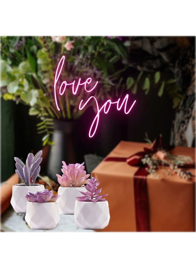 CADNLY Fake Succulent Plant Set - Artificial Succulent Plants for Women Desk - Realistic Faux Succulents in Ceramic Pots - Mini Purple Succulent Decor for Bedroom Bathroom Office Shelf Decor - Image 5