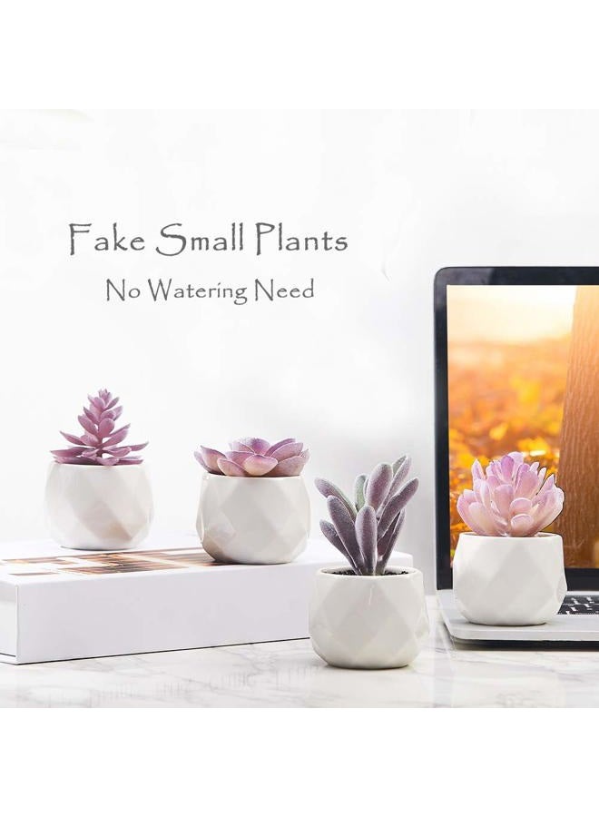 CADNLY Fake Succulent Plant Set - Artificial Succulent Plants for Women Desk - Realistic Faux Succulents in Ceramic Pots - Mini Purple Succulent Decor for Bedroom Bathroom Office Shelf Decor - Image 4