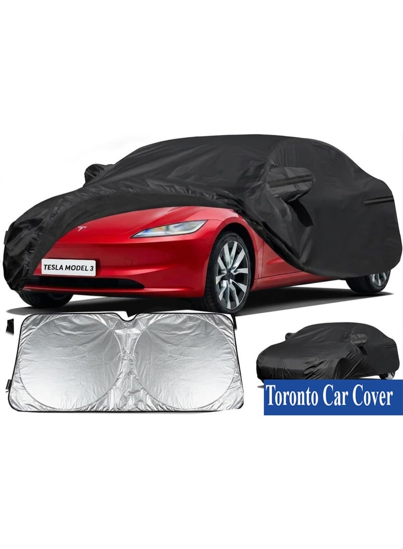 Car Cover for Tesla Model 3, All-Weather Protection, Anti-Scratch, Waterproof Blocks Rain/Sun/Snow/Dust with Sunshield