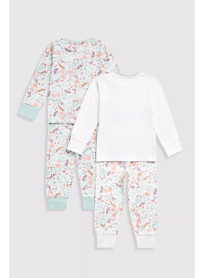 mothercare Floral Bunny Pyjamas - 2 Pack - Image 1