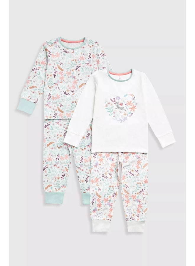 mothercare Floral Bunny Pyjamas - 2 Pack - Image 2