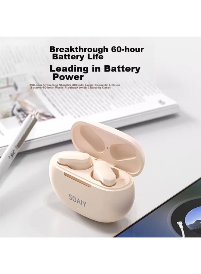 Soaiy Sl6 True Wireless Bluetooth Earbuds, Sports Business Gaming Long Battery Life Semi In-ear Bluetooth Headphones, Compatible With Apple And Android, Universal Bluetooth Earphones, Oil Paint White - Image 3