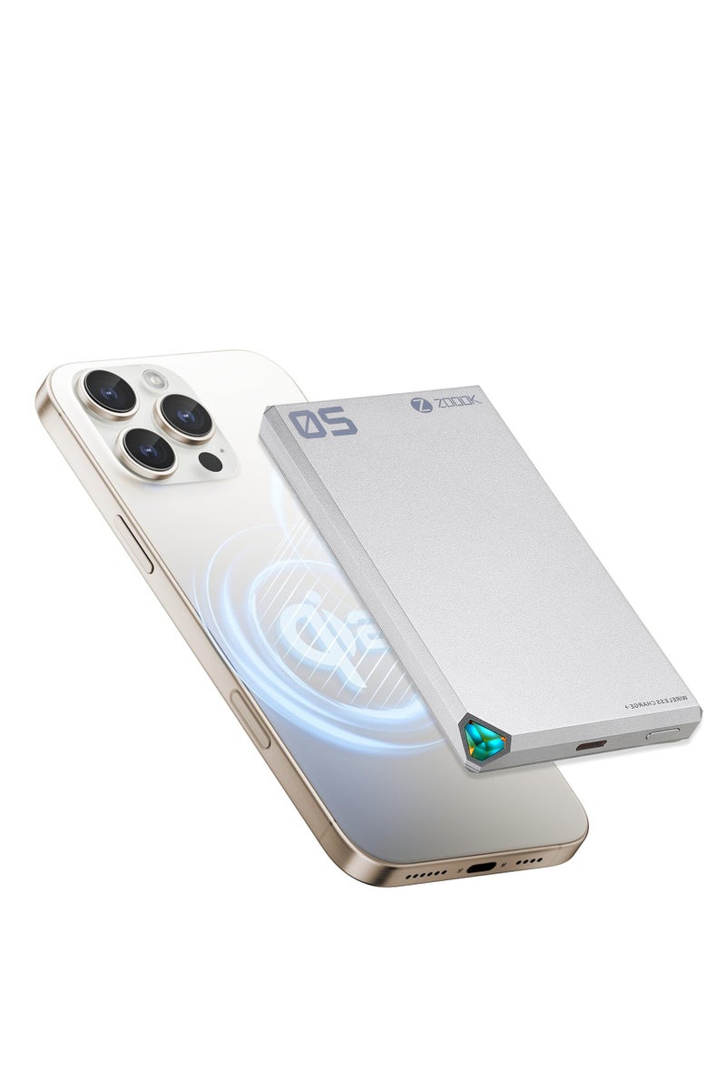 Zoook 20w power bank 5000mah Magnetic Wireless Power Bank, Qi2 Certified Portable Wireless Charger with 20WFast Charging Stand, USB-C, MagSafe Compatible power bank wireless, magnetic power bank, Compact and Slim Design for magsafe power bank power bank for [iPhone 13, 14, 15, 16, 17 Pro Max] Power on the Go, - Image 2