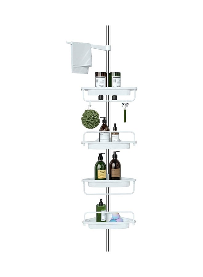4 Tier Shower Caddy Tension Pole Bathroom Corner Shelf Adjustable Storage Rack Bathtub Telescopic Shampoo Soap Organiser