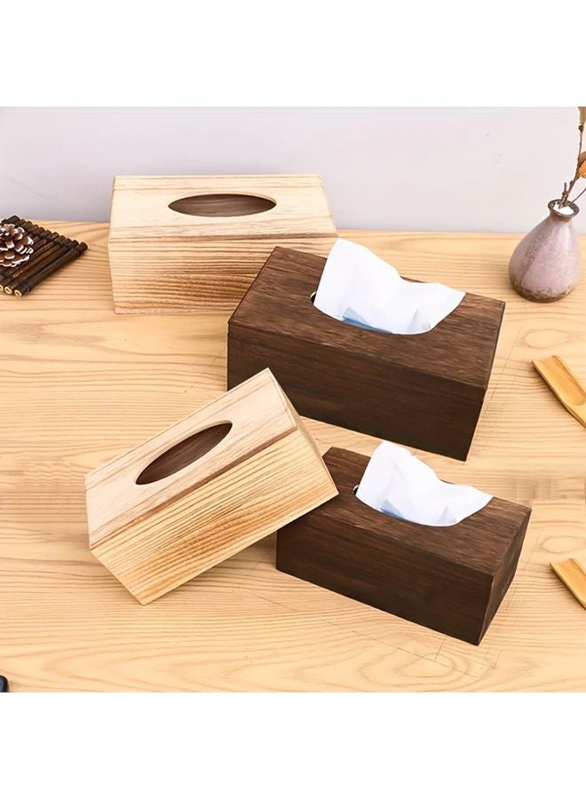 منظم علب المناديل الخشبية ديكور المزرعة الحديثة بني رمادي أسود - Image 4