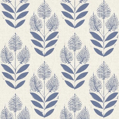 Naphite Tulip Floral Peel and Stick Wallpaper Vintage Leaf Boho Contact Paper for Cabinets Neutral Self Adhesive Wallpaper for Bedroom Bathroom Waterproof Farmhouse Wall Decor Navy 173inW 787inL - Image 1