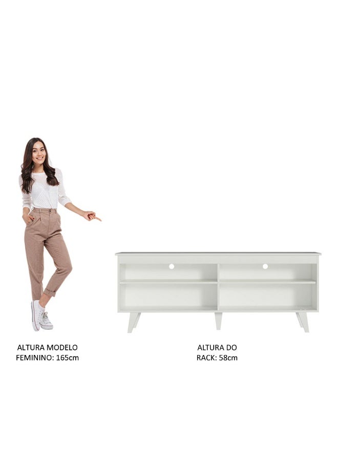 ماديسا حامل تلفزيون مع 4 أرفف ونظام إدارة الكابلات، للتلفزيونات حتى 65 بوصة، خشب، 136 عرض × 50 ارتفاع × 36 عمق سم – أبيض - Image 4