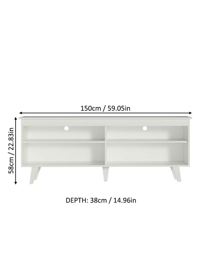 ماديسا حامل تلفزيون مع 4 أرفف ونظام إدارة الكابلات، للتلفزيونات حتى 65 بوصة، خشب، 136 عرض × 50 ارتفاع × 36 عمق سم – أبيض - Image 3