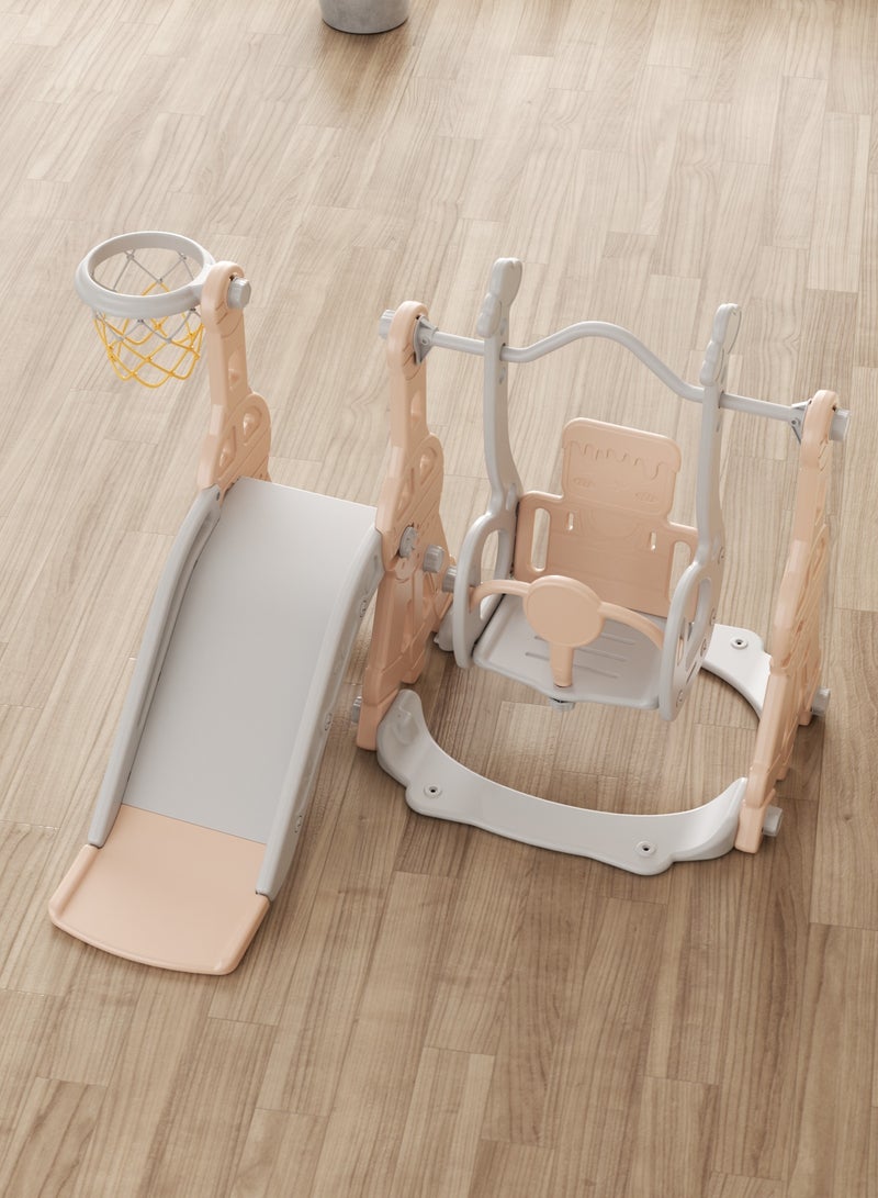 فول جوي مجموعة زحليقة وأرجوحة مع حلقة كرة سلة 3*1 للأطفال،مجموعة ملعب داخلي وخارجي للأطفال الصغار،مجموعة ألعاب تسلق للأطفال - Image 2