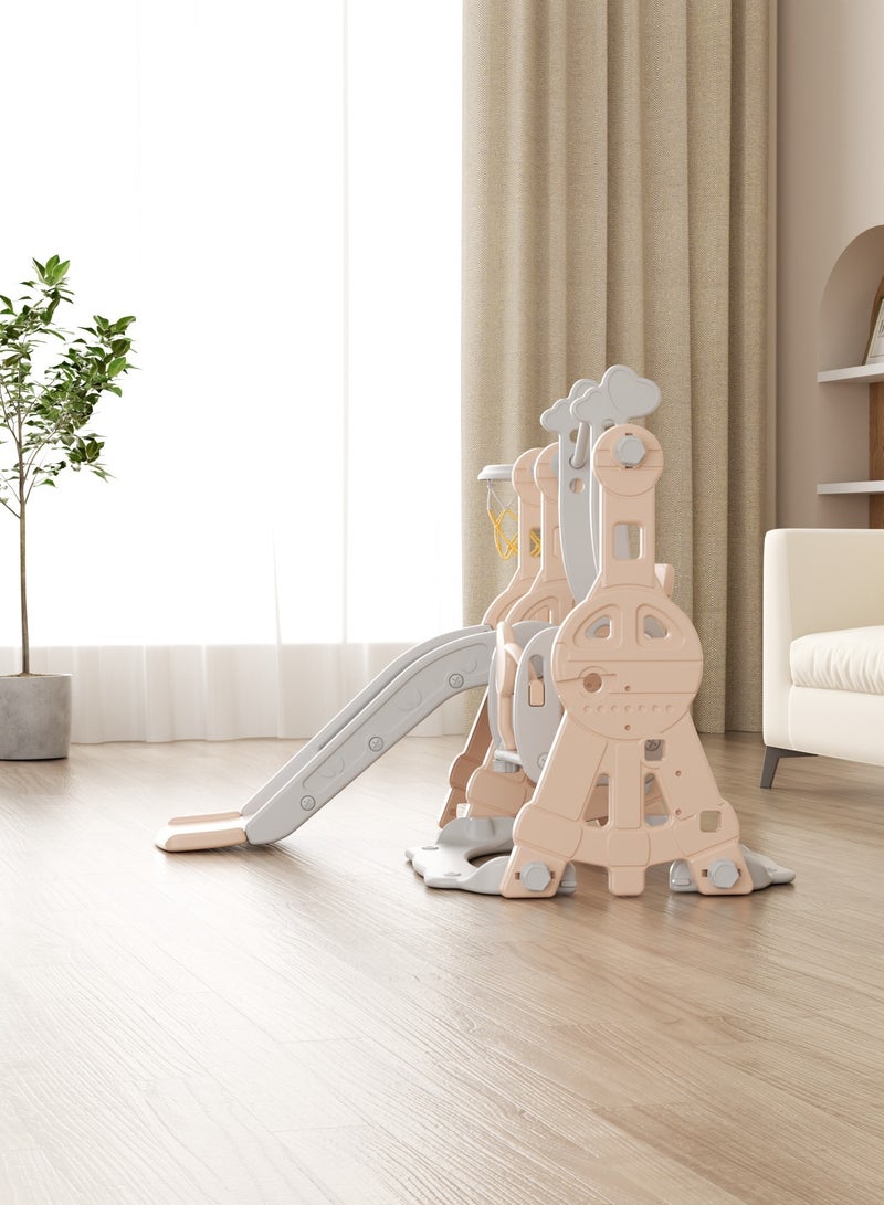 فول جوي مجموعة زحليقة وأرجوحة مع حلقة كرة سلة 3*1 للأطفال،مجموعة ملعب داخلي وخارجي للأطفال الصغار،مجموعة ألعاب تسلق للأطفال - Image 4