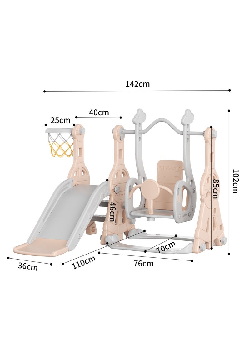 فول جوي مجموعة زحليقة وأرجوحة مع حلقة كرة سلة 3*1 للأطفال،مجموعة ملعب داخلي وخارجي للأطفال الصغار،مجموعة ألعاب تسلق للأطفال - Image 5