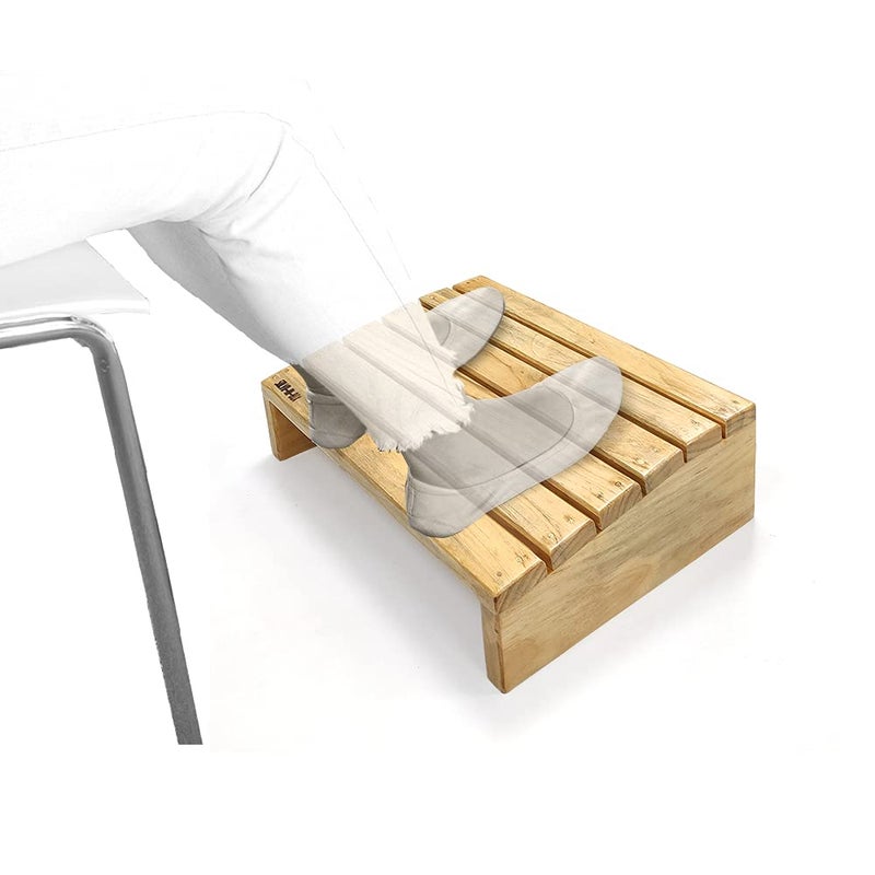 SOLVD-IN-BOX SOLVDINBOX Foot Rest Under Table Wooden Foot Rest Under Desk Ergonomic Pressure Relief for Proper Posture Support Premium Under Desk Footrest Foot Rest with NonSlip Bottom for Office Chair - Image 1